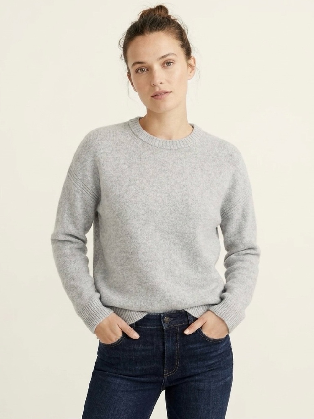 J. Crew Relaxed Crewneck Sweater 100% Lambswool Grey XS Minimalist